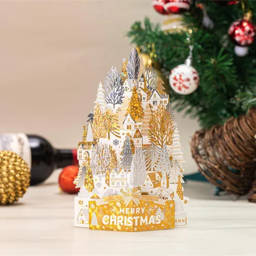 Vista 5 de WISHGIFT 25 tarjetas de Navidad emergentes en 3D, hechas a mano, tarjetas de felicitación emergentes y sobres para Navidad, vacaciones, Año Nuevo