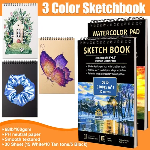 Vista 7 de Drawdart Art Supplies - Juego de lápices de dibujo, 76 unidades, kit de dibujo profesional con cuaderno de bocetos y bloc de acuarela, incluye