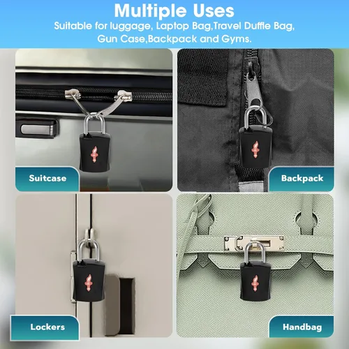 Vista 4 de TSA Candados para equipaje (paquete de 3) Candados con llave de núcleo de latón para maletas, armarios de gimnasio y mochilas escolares Cerradura