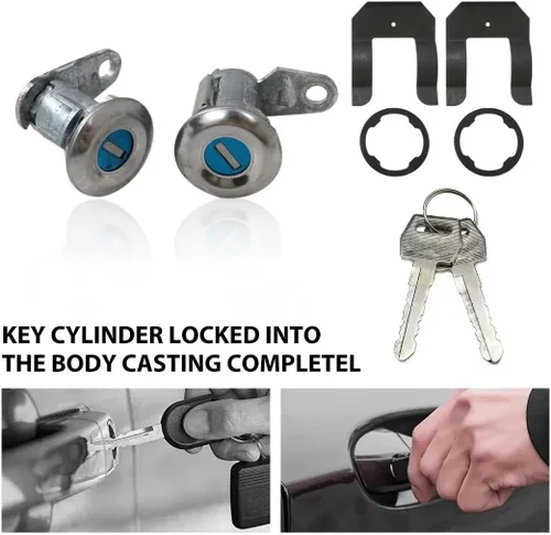 Vista 2 de Cilindro de cerradura de puerta con 2 llaves Repl.# DL1 DL1550 D2AZ-6521984A para Ford 76-78 F-150 Base
