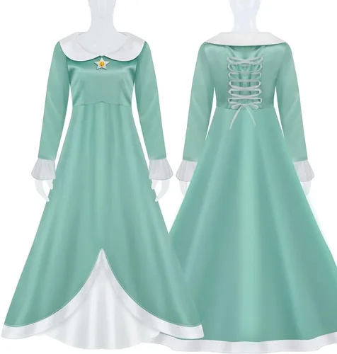 Vista 8 de PAINEOMN Vestido de princesa para mujer, disfraz de princesa de Halloween, cosplay, corona, aretes, guantes, traje de disfraz para adultos