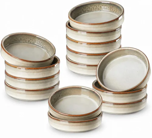Vista 11 de ONEMORE Ramekins - Juego de 6 moldes aptos para horno, 4 onzas, cuencos de cerámica para souffle, natillas, salsa de inmersión, postre, microondas