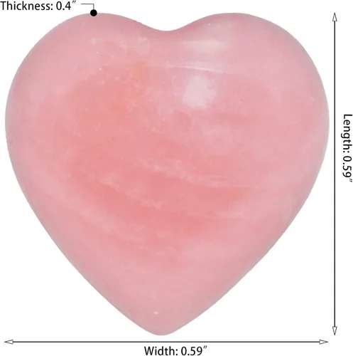 Vista 2 de TUMBEELLUWA Piedras curativas talladas en forma de corazón soplo de cristal para chacras y reiki, paquete de 15, cuarzo rosa, 0.5 pulgadas