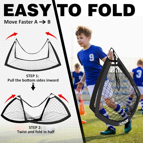 Vista 4 de BOHEN 6x4 FT Kids Soccer Goals with Carry Bag, Portable Folding Soccer Net for Backyard Training, Indoor/Outdoor Use for Youth and Adult