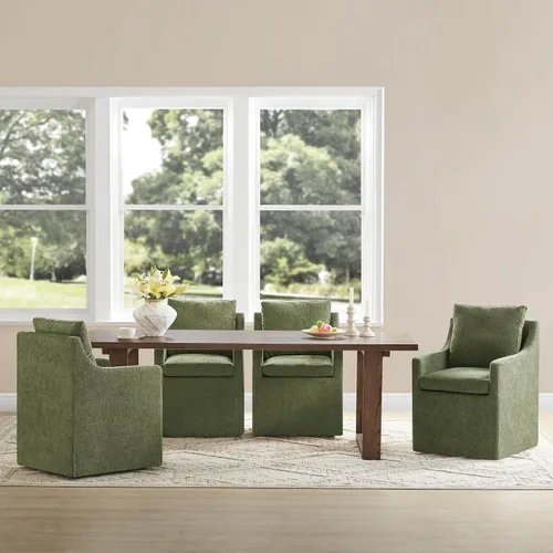 Vista 22 de KISLOT Upholstered Dining Chairs Set of 1 with Casters, Cream