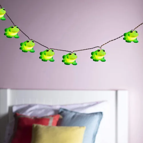 Vista 3 de Linda tira de luces de rana a pilas con función de temporizador, luz nocturna de rana para dormitorio de niños, Navidad, Halloween, cadena