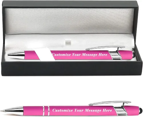 Vista 19 de 12 unidades de bolígrafos personalizados a granel con nombre grabado gratis, bolígrafos de bola personalizados con lápiz óptico, mensaje de texto