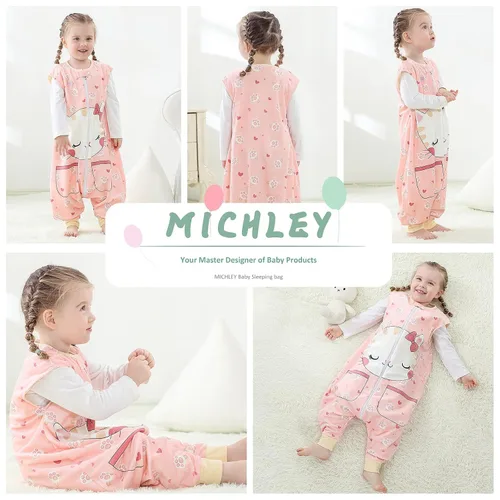Vista 6 de MICHLEY Manta unisex para bebé, saco de dormir sin mangas con pies, gato, 3-5T