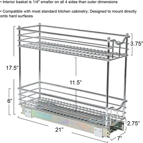 Vista 3 de Household Essentials Glidez - Organizador de almacenamiento multiusos de acero cromado extraíble/deslizante para uso debajo del gabinete - Diseño