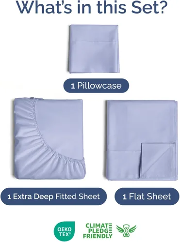 Vista 507 de Extra Deep Twin XL Sheet Set - 3 Piece College Dorm Room - White 01-Blanco