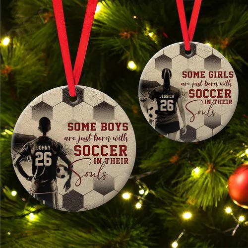 Vista 20 de Adorno plano de Navidad personalizado 2024, adorno de fútbol para niños, decoración de árbol de Navidad, regalos para jugadores de fútbol