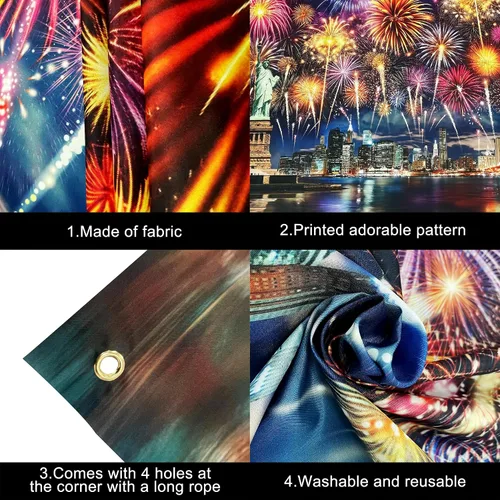 Vista 3 de KatchOn, Cartel XtraLarge de feliz año nuevo – 72 x 44 pulgadas Fondo de fuegos artificiales de Año Nuevo 2026 Decoraciones de Año Nuevo 2026