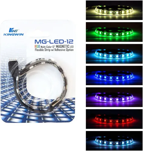 Vista 14 de Kingwin KRGB-LED-12 Tira de luces LED RGB, tira de luz LED para carcasa de computadora, PC, laptop, hogar, oficina e iluminación de fondo. Tira