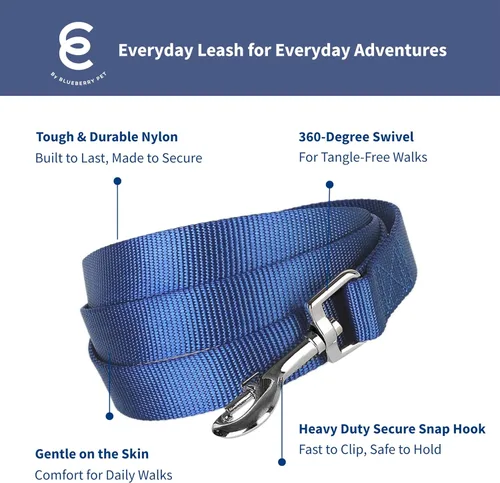 Vista 32 de Blueberry Pet - Correa Essentials clásica para perro con más de 20 colores, duradera, doble asa y de cuerda