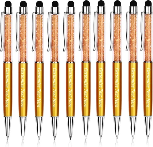 Vista 14 de Bolígrafos personalizados – Bolígrafos de cristal personalizados con tinta negra – Lápiz capacitivo personalizado a granel con tu nombre o masaje