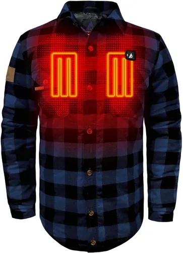 Vista 8 de ActionHeat Camisa de franela calentada con batería de 5 V - Sistema de calefacción de tres zonas, 3 ajustes de calor, paneles de calefacción