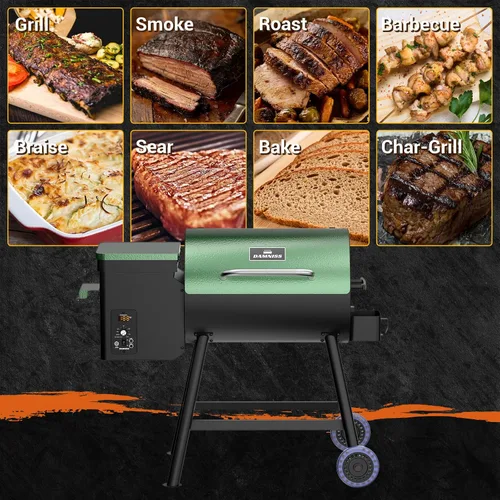 Vista 6 de DAMNISS Parrilla Eléctrica de Pellets de Madera 8 en 1 Parrillas BBQ para Parrilla al Aire Libre con Alimentación Automática y Control