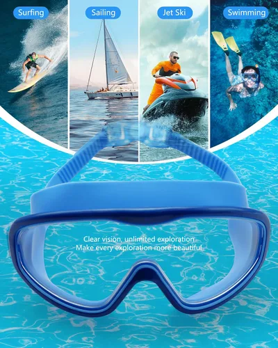 Vista 3 de Gafas de natación para adultos, paquete de 2 gafas de natación antivaho con protección UV con correas ajustables, gafas de natación de silicona a