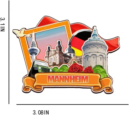 Vista 3 de Imán de madera para nevera de Mannheim Alemania Monumentos 3D de viaje, coleccionables, recuerdos, decoración hecha a mano -4105