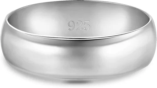 Vista 2 de Anillo de boda de calce cómodo, resistentes al deslustre, liso, pulido, de plata fina 925, anillo de 4 mm