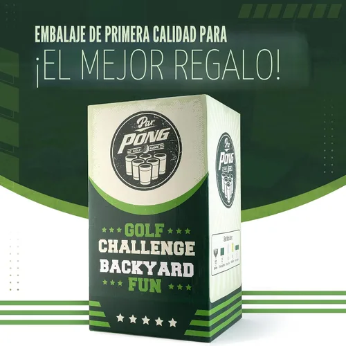 Vista 5 de VULCANO SPORTS Par Pong Juego de Golf de Astillado para Patio Trasero – Juego de Golf al Aire Libre con 12 Cubos, 2 Alfombrillas de Golpeo y Pelotas