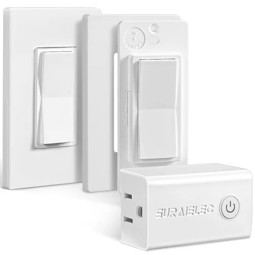 Vista 11 de Toma de control remoto de 15 amperios, interruptor de luz inalámbrico, color negro Plug & Play, 100 ft RF Range, No Wiring/WiFi, Decorator Rocker