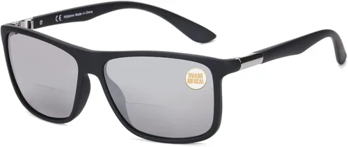 Vista 7 de Missfive Lentes de sol bifocales de lectura para hombre, con protección UV para lectores de sol en exteriores, lejanos y cercanos, anteojos clásicos