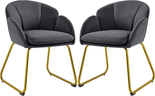 Vista 13 de Yaheetech Silla de terciopelo para sala de estar, sillón en forma de flor con patas doradas, silla lateral tapizada para tocador, sala de estar