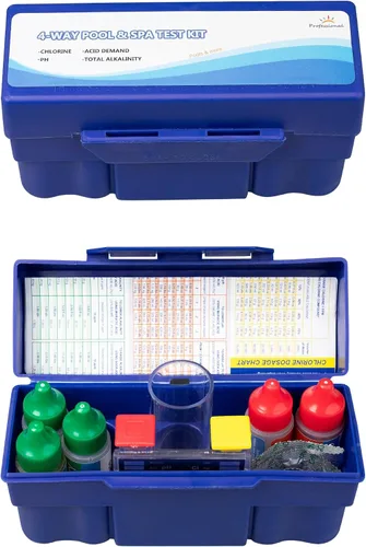 Vista 5 de Kit de prueba de piscina de 4 vías con bloque de probador y estuche