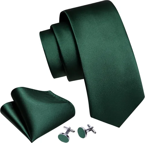Vista 2 de Barry.Wang Conjunto de corbata de seda tejida para hombre, gemelos formales para boda, talla única