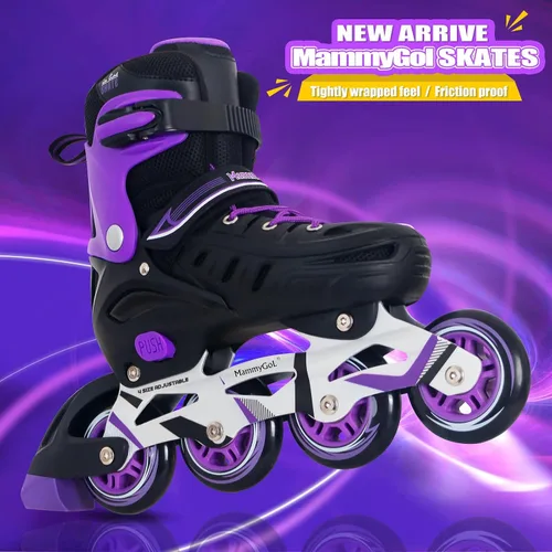 Vista 5 de MammyGol - Patines en línea ajustables para adultos, patines seguros y duraderos con ruedas gigantes, patines profesionales de alto rendimiento