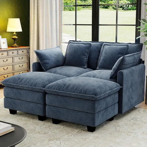 Vista 30 de Seccional Cloud Couch de 107", Sofá Seccional Modular en Forma de U, Sofá de Asiento Profundo de 4 Asientos con 6 Almohadas Extraíbles Lavables y 2