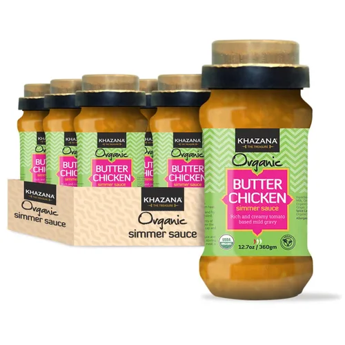 Vista 7 de Khazana Salsa a fuego lento de pollo con mantequilla orgánica, tarro de 12.7 onzas, sin OMG, vegano, sin gluten, kosher, auténticas comidas indias