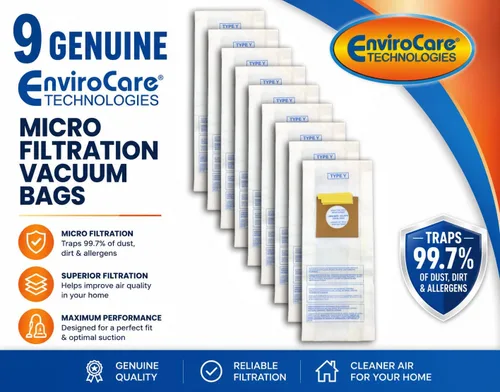 Vista 2 de EnviroCare Bolsas de vacío de microfiltración de repuesto hechas para adaptarse a Hoover Windtunnel vertical tipo Y, paquete de 9
