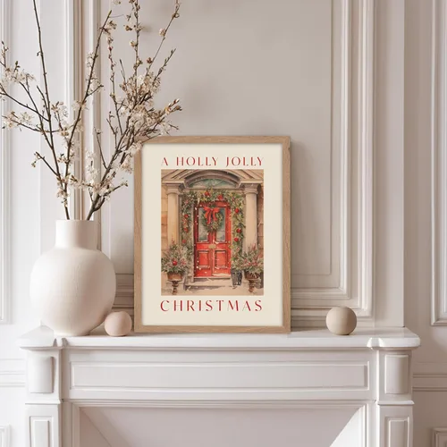 Vista 5 de Poster Master A Holly Jolly - Póster navideño, arte de invierno, diseño de pared moderno, regalo para hombres y mujeres, gran decoración para sala
