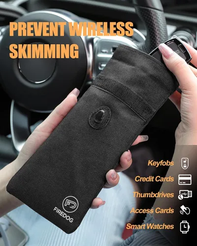Vista 5 de FIREDOG Faraday Pouch for Car Keys and Smartphone, Key Signal Blocking Bag, Cell Phone Keyless Entry Fob Signal Blocking Bag