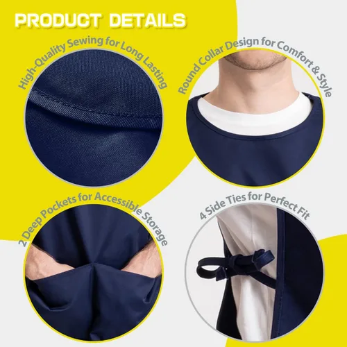 Vista 3 de ROTANET Delantal de zapatero con 2 bolsillos profundos, unisex, impermeable, para pintura, limpieza, artista, para mujeres, hombres, adultos
