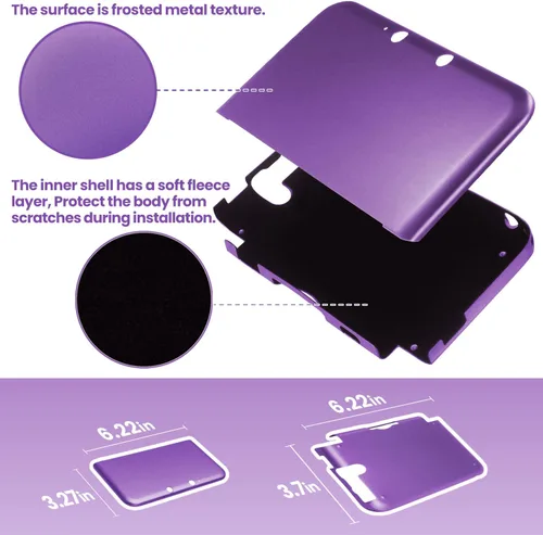 Vista 4 de OSTENT Carcasa de metal duro antigolpes para Nintendo 3DS XL LL morado