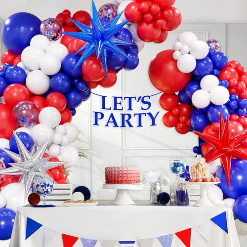Vista 8 de Kit de arco de guirnalda de globos rojos, blancos y azules con globos