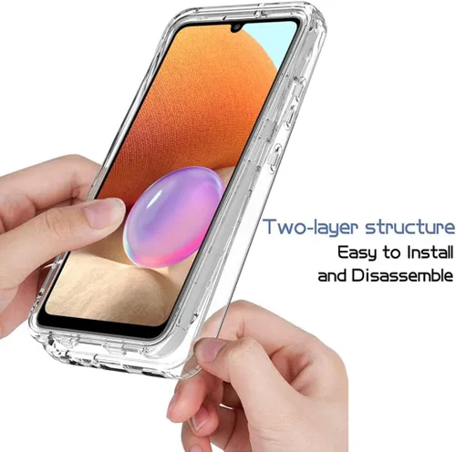 Vista 4 de Funda compatible con Galaxy A32 4G, SM-A325F SM-A325M con protector de pantalla de vidrio templado, cuerpo completo, a prueba de golpes