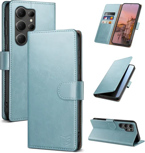 Vista 20 de SUANPOT - Funda para Samsung Galaxy S23 Ultra con bloqueo RFID, tarjetero con funda protectora de PU para teléfono, para mujeres y hombres