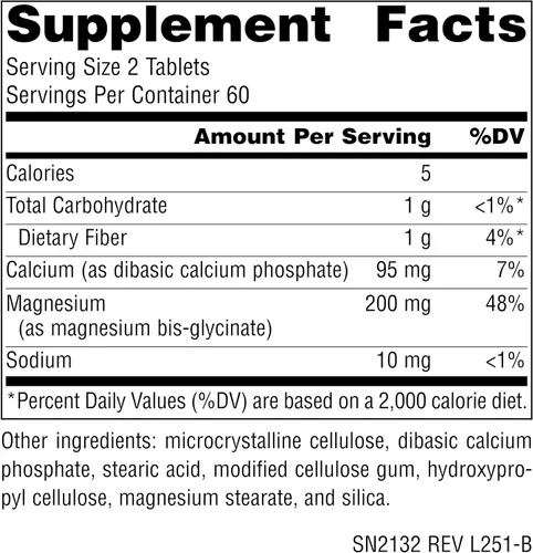 Vista 2 de Source Naturals Bis-glicinato de magnesio - Apoya la salud cardiovascular y muscular - 120 tabletas