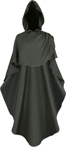 Vista 5 de Ruziyoog Bata medieval con capucha vintage para mujer, bata de longitud completa con capucha para cosplay, Halloween, capa de bruja para usar al