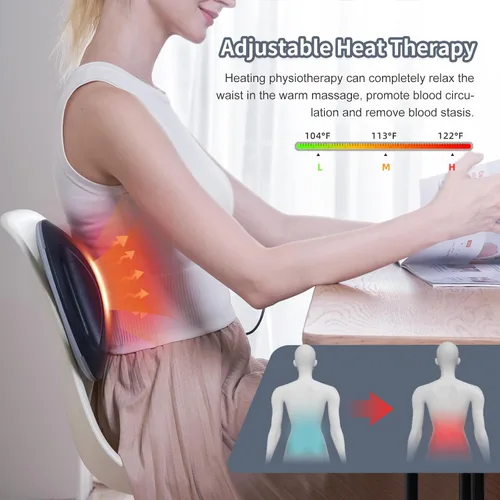 Vista 4 de ALPHAY Dispositivo de tracción lumbar multifuncional con estiramiento lumbar dinámico y masaje de amasamiento, terapia física de calor y vibración