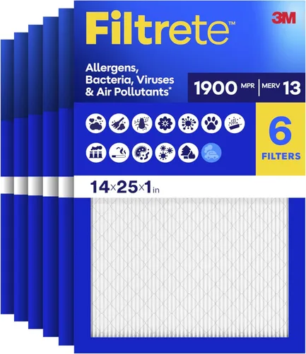 Vista 24 de Filtrete - Paquete de 6 filtros plisados para aire acondicionado de 10 x 20 x 1 pulgadas, MERV 13, MPR 1900, filtro premium para alérgenos
