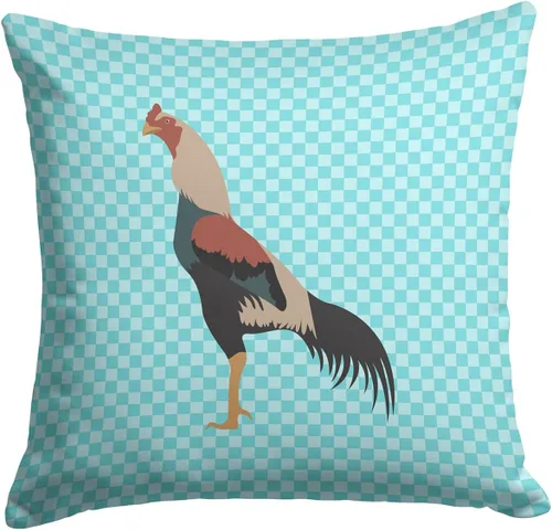 Vista 120 de Caroline's Treasures BB8163PW1414 Beltsville - Almohada decorativa de tela a cuadros pequeños, color blanco, pavo y gallina azul, lavable a máquina