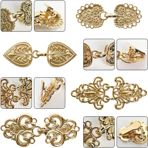 Vista 3 de J.CARP Dress Clips Sweater Clips Shawl Clips for Women, Vintage Cardigan Clip, Girls Brooch Clips for Clothing Pack of Four