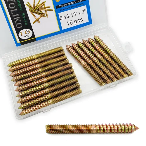 Vista 8 de Paquete de 16 pernos de suspensión de doble cabeza de 5/16-18 x 1-1/2 pulgadas para muebles y clavijas de madera, varillas roscadas de 1.500 in