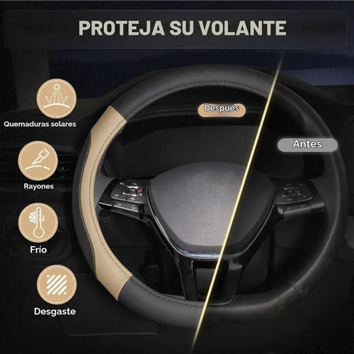 Vista 4 de FLORICH Funda para volante de automóvil, fundas de cuero de microfibra con forro antideslizante, protector elástico transpirable para volante