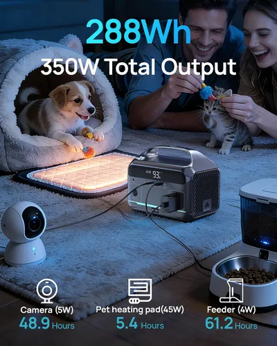 Vista 2 de DARAN Estación de energía portátil de 350W 600W Surge, 288Wh con Brillo negro
